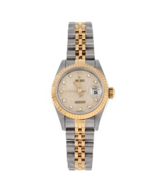 Oyster Perpetual Datejust Automatic Watch in Stainless Steel and Gold with Diamond Markers 26mm