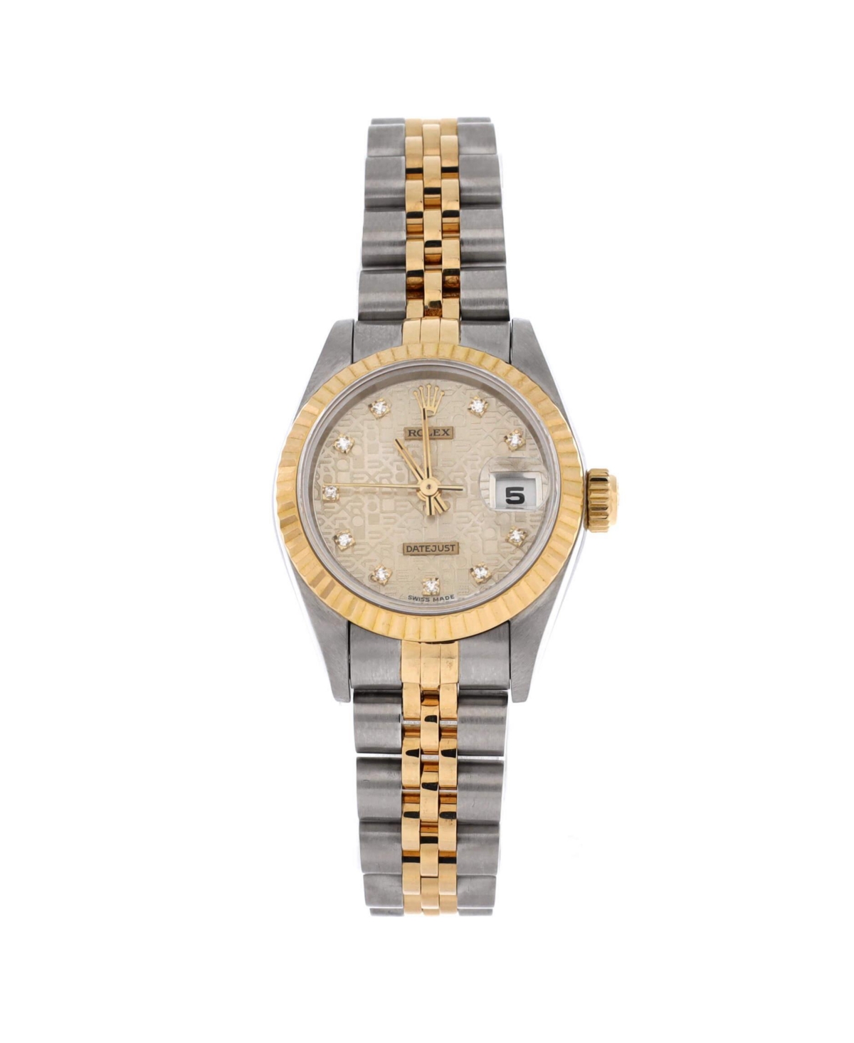 PreOwned Rolex Oyster Perpetual Datejust Automatic Watch in Stainless Steel and Gold with Diamond Markers 26mm  Dial color gold