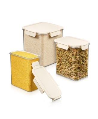3-Piece Airtight Food Storage Container Set- Clear Stackable Canister for Pantry, Rice, Pasta, Cereal and Snacks