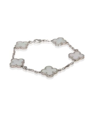 White Gold Mother Of Pearl Vintage Alhambra Bracelet