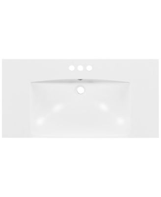 36 x 18 Inch Rectangular 3 Hole Bathroom Resin Sink Vanity Top Only Fits 4 Inch Center Faucet No Cabinet No Faucet