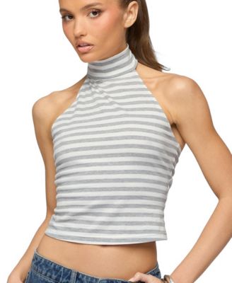 Women's Kay Striped High Neck Halter Top