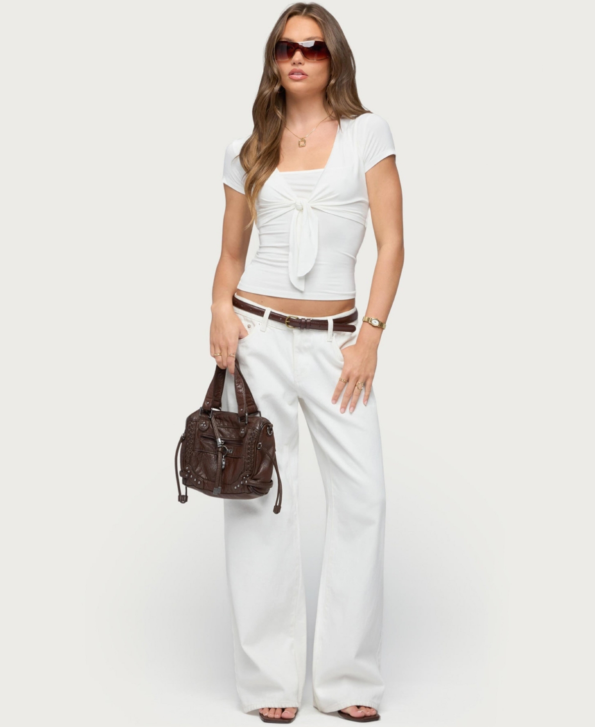 Edikted Women's Malka Two Piece Tie Front Top