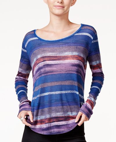 chelsea sky High-Low Striped T-Shirt, Only at Macy's
