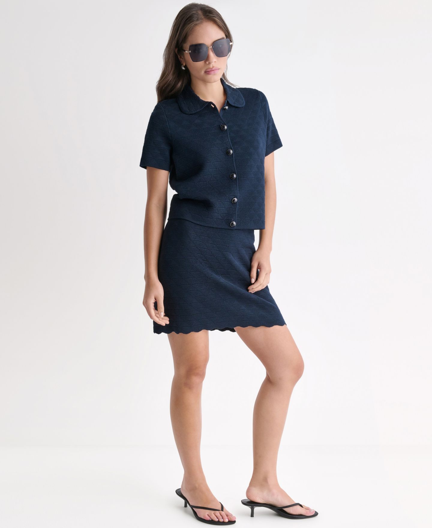Женская куртка BCBG Collared Button-Front, цвет: Глубокий морской — фото 2
