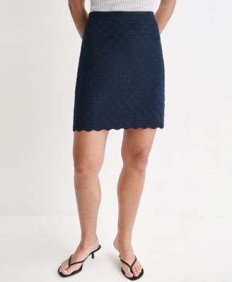 Women's Scallop-Hem Knit Mini Pencil Skirt