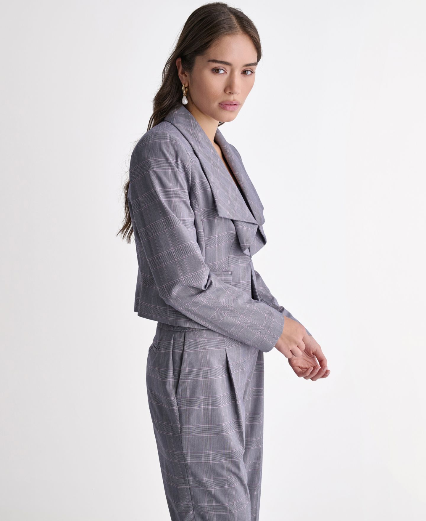 Женский пиджак BCBG Ruffle-Front Blazer, цвет: Орхидея теневой разноцветный — фото 3