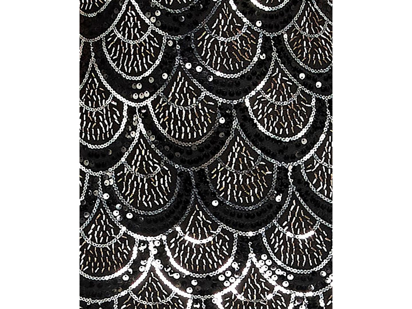 Женское платье B Darlin Juniors' Scalloped Pattern Beaded Detail Chiffon Back-Tie Sequin, цвет: Чёрный / Серебряный — фото 6