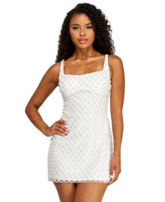 aqua faux pearl tweed mini dress AQUA Faux Pearl Trim Tweed Sleeveless Mini Dress - Exclusive