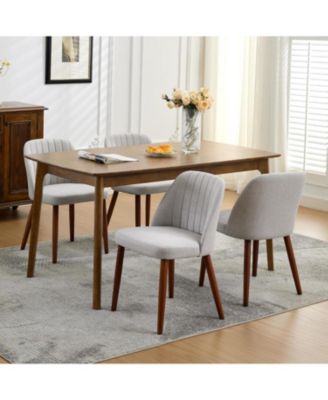 Modern Wooden Dining Chairs Set - Upholstered Linen Seat, Padded Cushion, Sturdy Wood Legs, Perfect for Dining Room and Restaurant