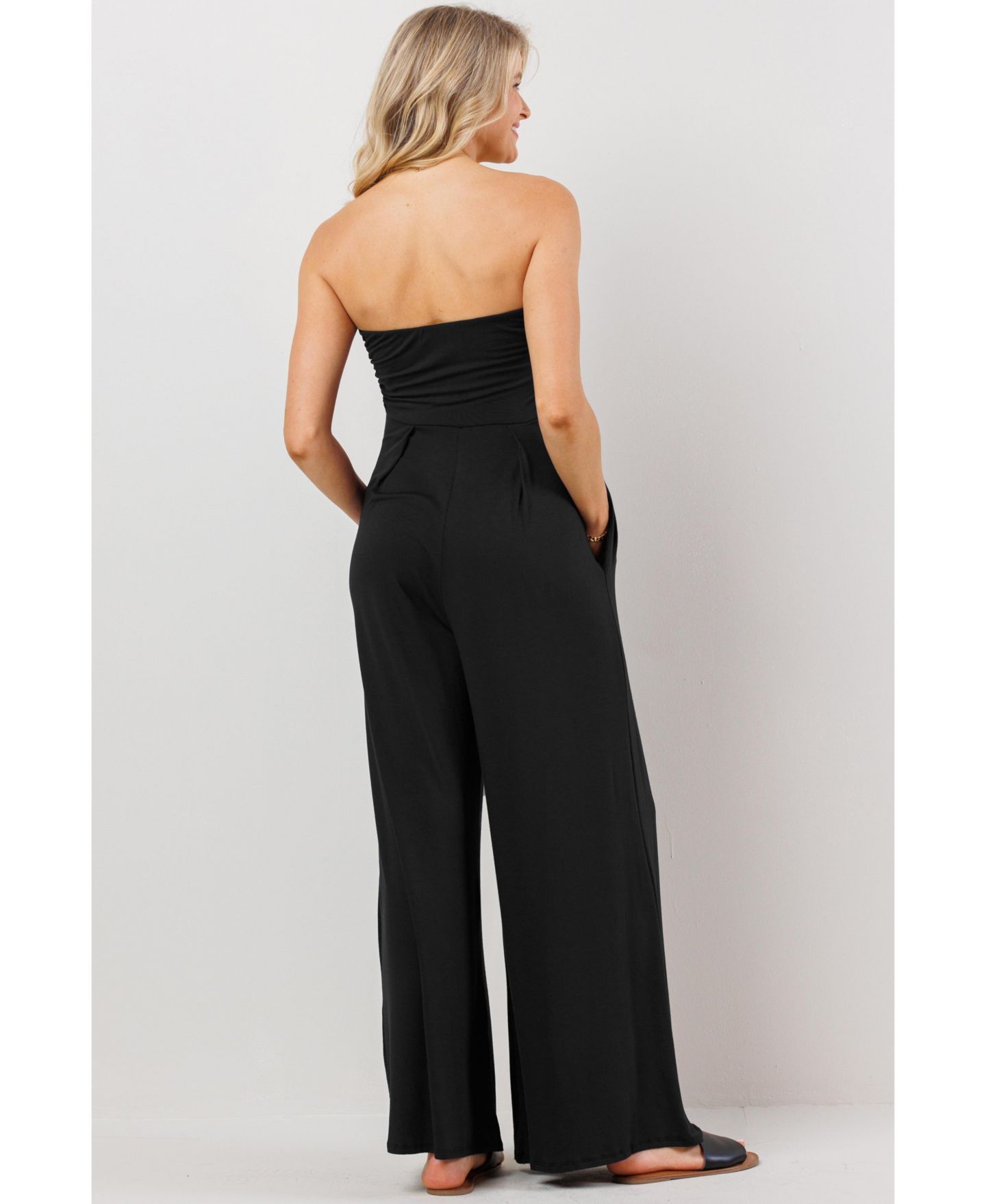Женский комбинезон Hello Miz Maternity Strapless Wide Leg Jumpsuit with Pockets, цвет: Чёрный — фото 4