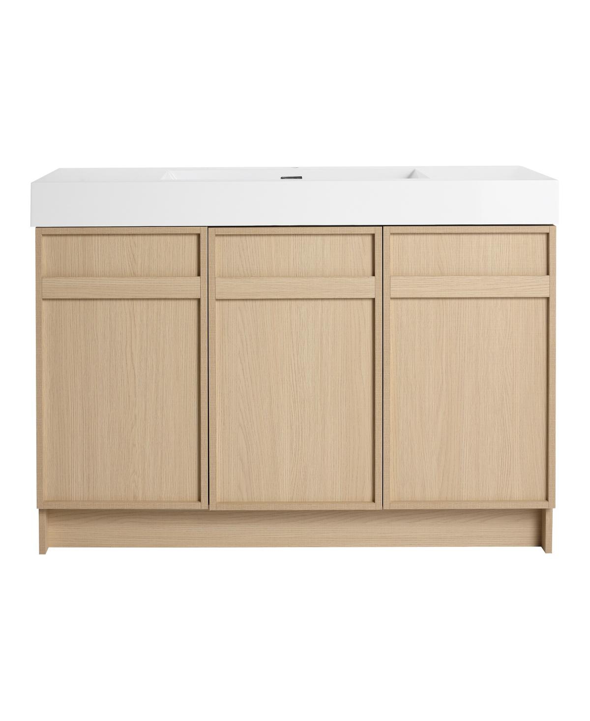Sillysis Inch Freestanding Bathroom Vanity with Resin Sink, Soft Close Doors, Adjustable Shelf