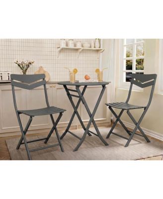 Corporation Indoor or Outdoor 3-Piece Bistro Set Folding Table and Chairs Patio Seating