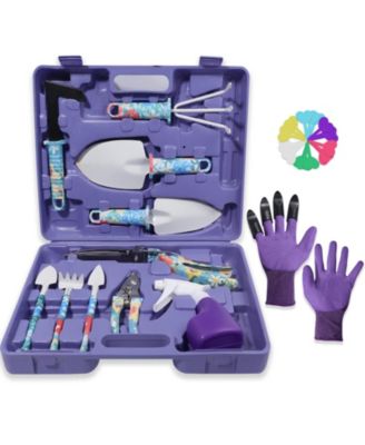 Garden Tool Set Stainless Steel Heavy Duty Trowel Rake Weeder Pruner Shears Gloves Women