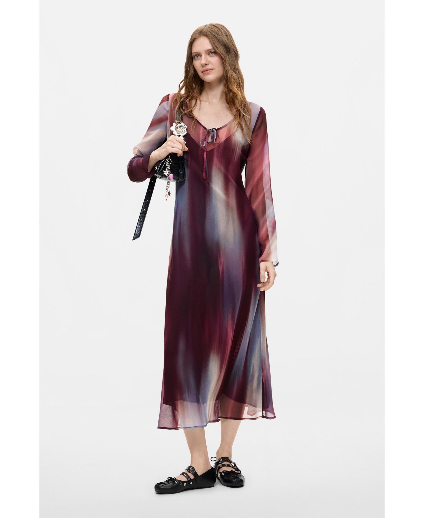 Женское платье Desigual Long-Sleeve Midi, цвет: Розовый — фото 1