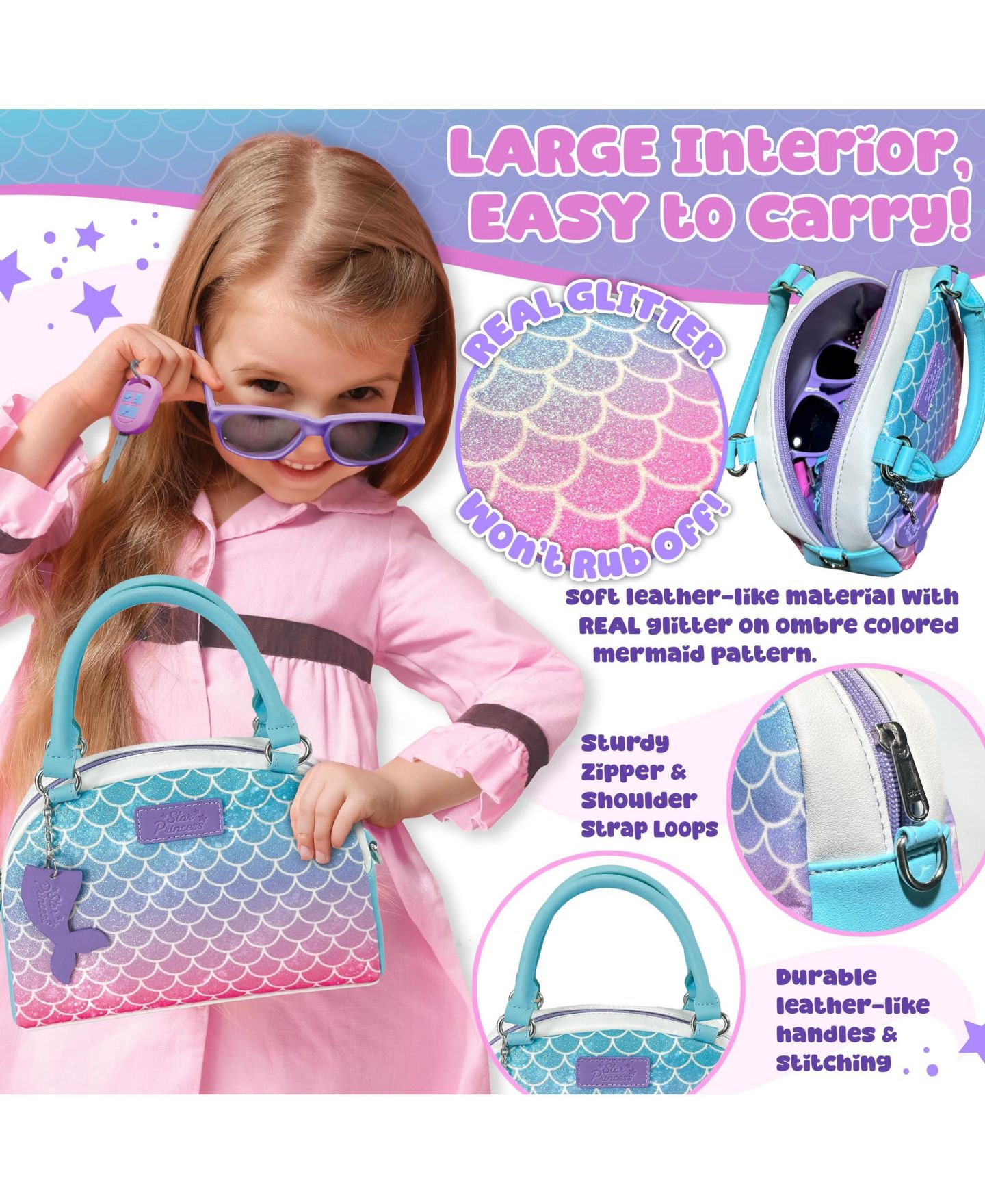 Детский игровой набор GNUADZ Mermaid Pretend Makeup 6-Piece Playset, Ages 5+, цвет: Фиолетовый — фото 2