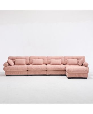 Modular Sectional Sofa Cloud Couch, L Shaped Sectional Couches for Living Room, Deep Seat Modular Couch with Round Armrests 6 Pillows