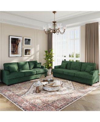 86" Corduroy Comfy Sofa, 3-Seater with 2 Throw Pillows, Cloud Couch with Deep Seats, 2 Removable Back Cushions, Modern Sofa for Living Room.