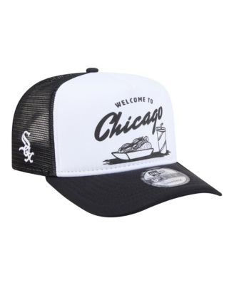 Men's White/Black Chicago White Sox Foodie A-Frame 9FIFTY Trucker Snapback Hat