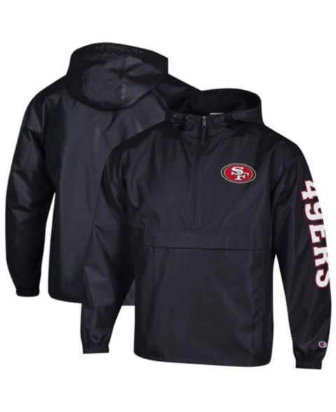 Мужская куртка Champion Black San Francisco 49ers Packable Hooded Windbreaker Half-Zip