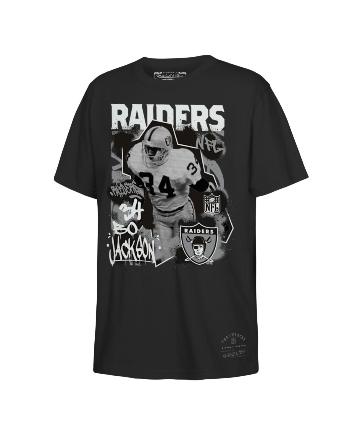 Mitchell & Ness Big Boys and Girls Bo Jackson Black Las Vegas Raiders Star Player T-Shirt