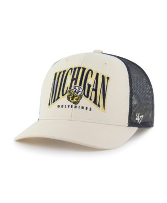 Men's Natural Michigan Wolverines Drawbridge Trucker Adjustable Hat
