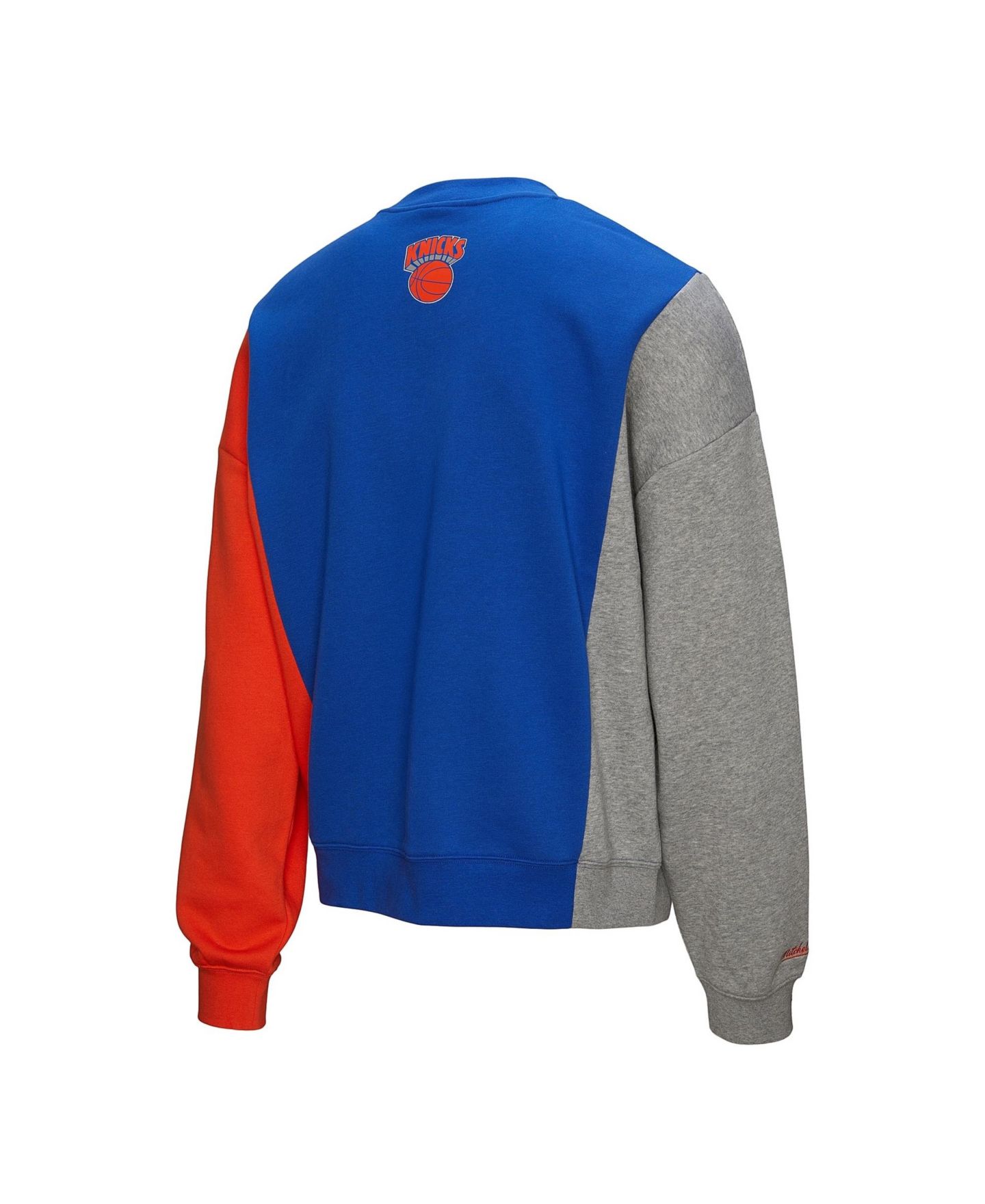 Женский свитшот Mitchell & Ness and Blue New York Knicks Hardwood Classics Split 3 Pullover — фото 3