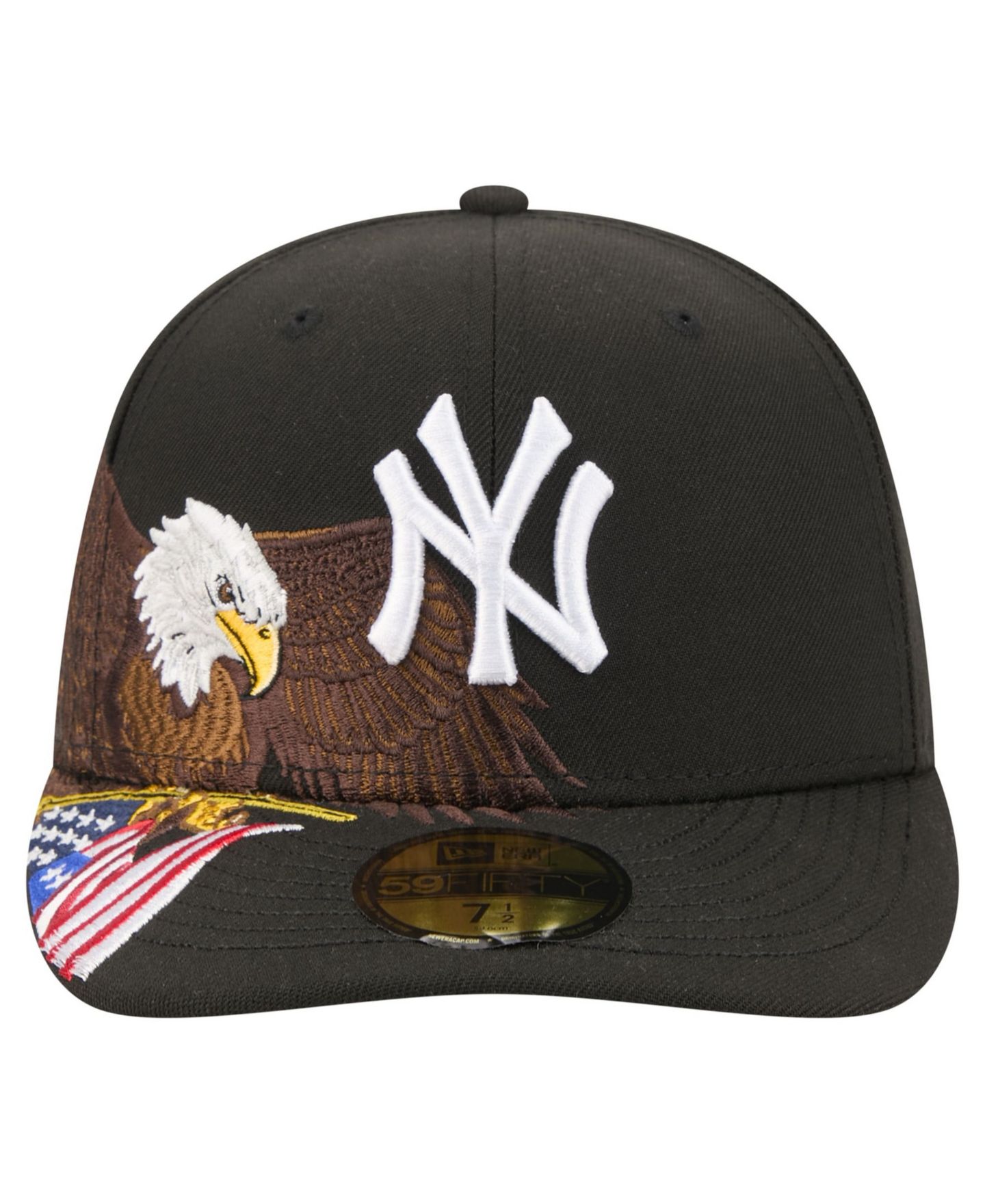 Мужская кепка New Era Black New York Yankees Americana Bald Eagle Pre-Curved 59FIFTY Fitted Hat — фото 2