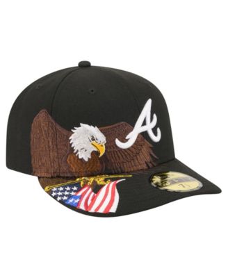 Men's Black Atlanta Braves Americana Bald Eagle Pre-Curved 59FIFTY Fitted Hat