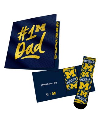 Men's and Women's Navy Michigan Wolverines #1 Dad Gift Card Socks