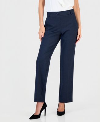 Women's Faux-Fly Pull-On Straight-Leg Pants 