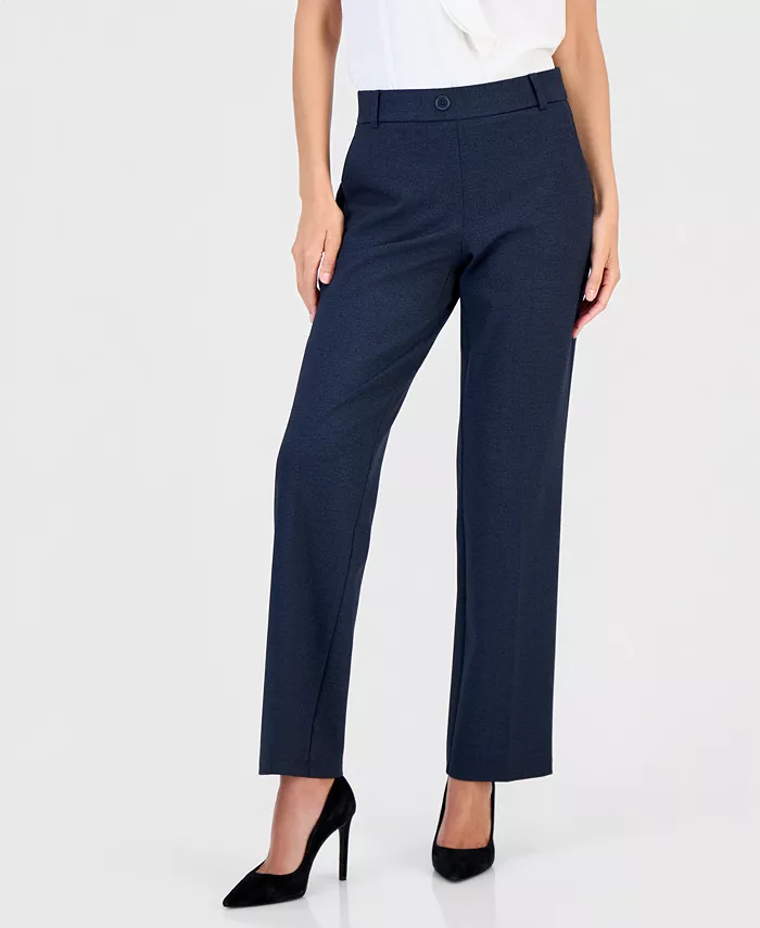 Women's Faux-Fly Pull-On Straight-Leg Pants