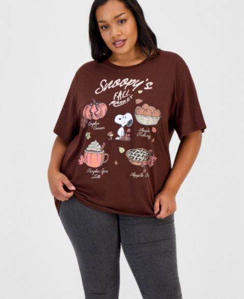 Женская футболка Grayson Threads, The Label Trendy Plus Size Snoopy Fall Market Graphic, цвет: Коричневый