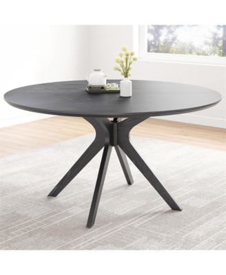 47.2" Solid Wood Round Dining Kitchen Table with Intersecting Pedestal Base