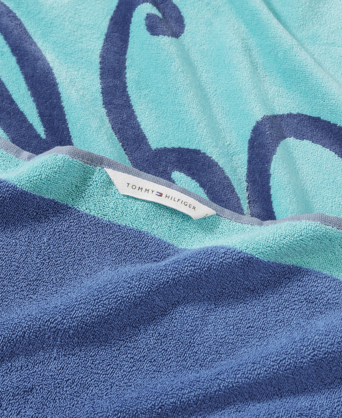 Tommy Hilfiger Colorblock Monogram Cotton Beach Towel, 68" x 36"