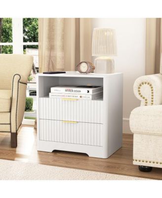 23" Width Smart Nightstand with Charging Station, Voice-Controlled Night Light