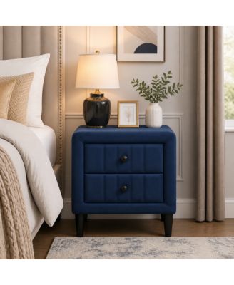 20"W Velvet 2-Drawer Nightstand