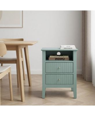18"W Fluted Nightstand with 2-Drawer and Gold Knobs