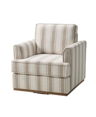 Eartha Farmhouse  Upholstered Swivel Accent Armchair with Solid Wood Base