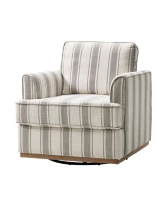Eartha Farmhouse  Upholstered Swivel Accent Armchair with Solid Wood Base