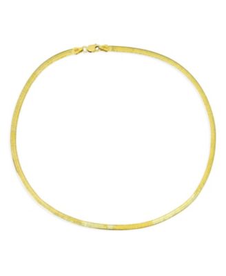 Gold Plated .925 Sterling Silver 3.5 mm Flat Omega Snake Flexible Herringbone Collar Necklace