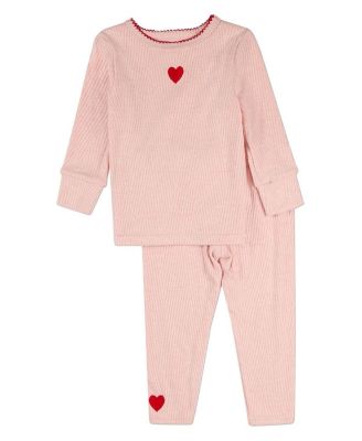 Toddler Girls 2T - 4T Heart Embroidered Textured 2 Piece Lounge Set
