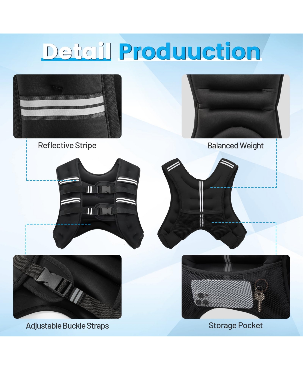 Aofar Weighted Vest Reflective Adjustable Workout Fitness Running