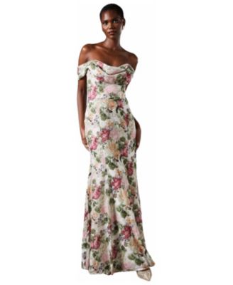 Women's Floral Bardot Maxi Dress