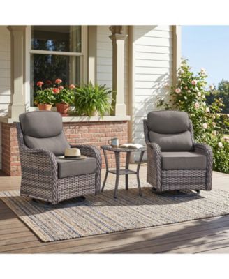 3 Pieces Patio Furniture Set with 6in Cushions, Outdoor Swivel Rocker Patio Chairs, Wicker Patio Bistro Set with Rocking Chair, Side Table
