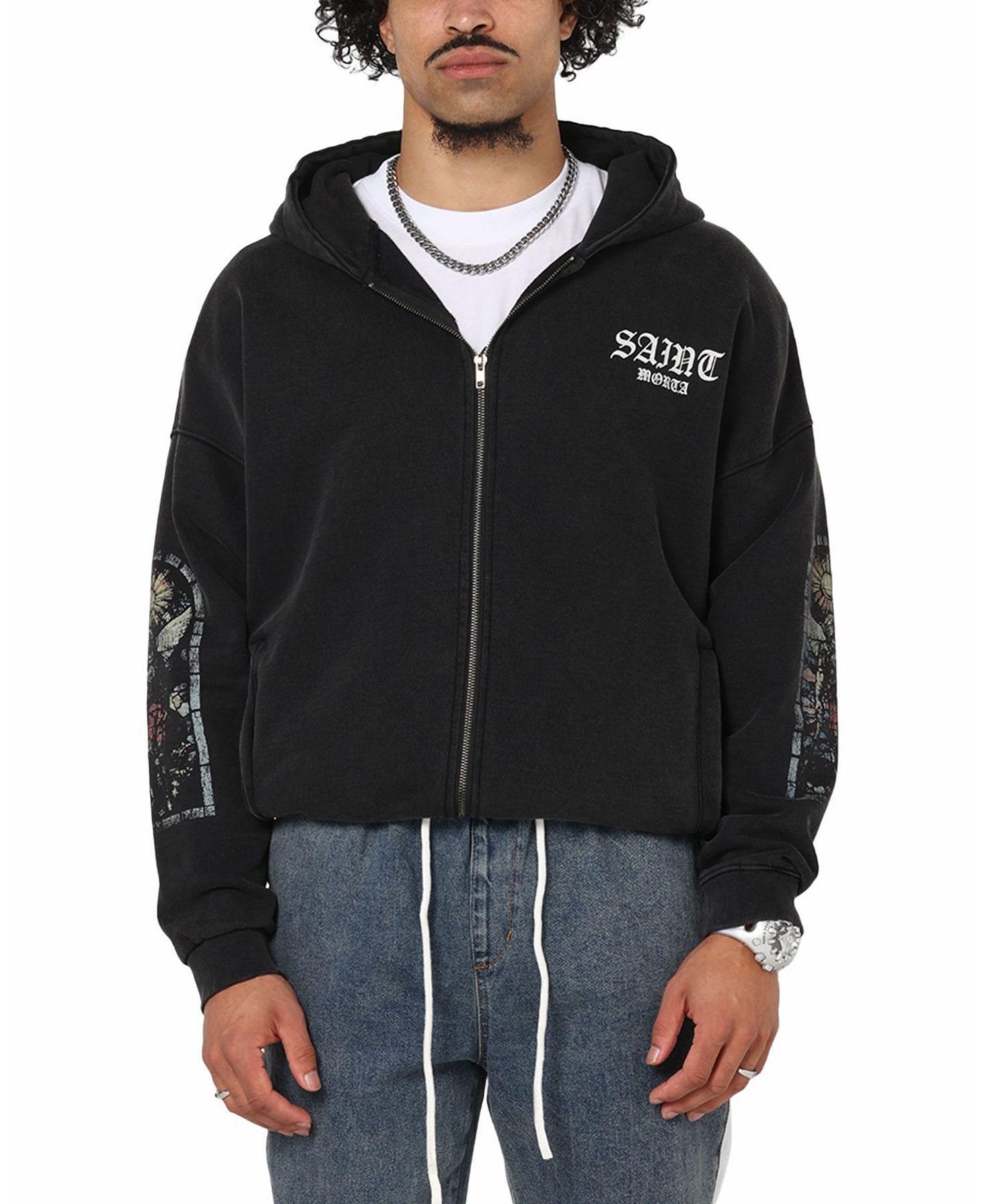 Мужское худи SAINT MORTA Men"s Kingdomcome Boxy Zip, цвет: Чёрный — фото 1