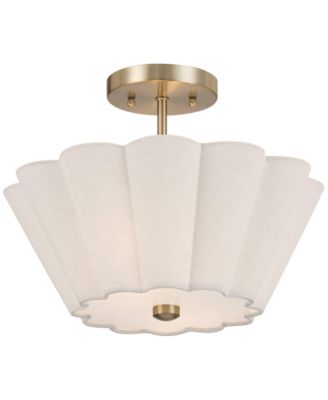 Izeda Wide Satin Brass  Fabric 2-Light Ceiling Light
