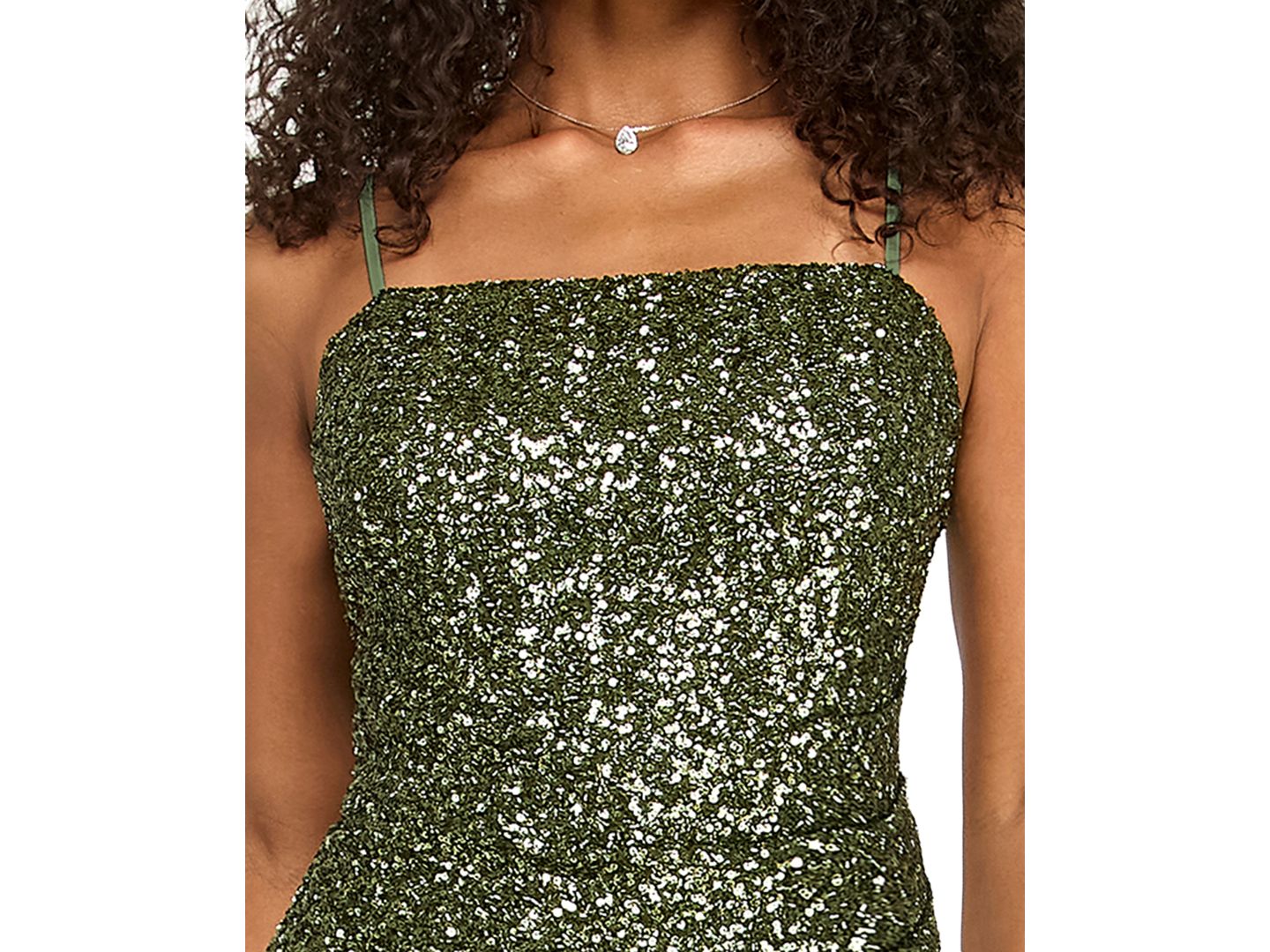 Женское платье Emerald Sundae Juniors' Square Neck Sequin Bodycon, цвет: Оливковый — фото 3