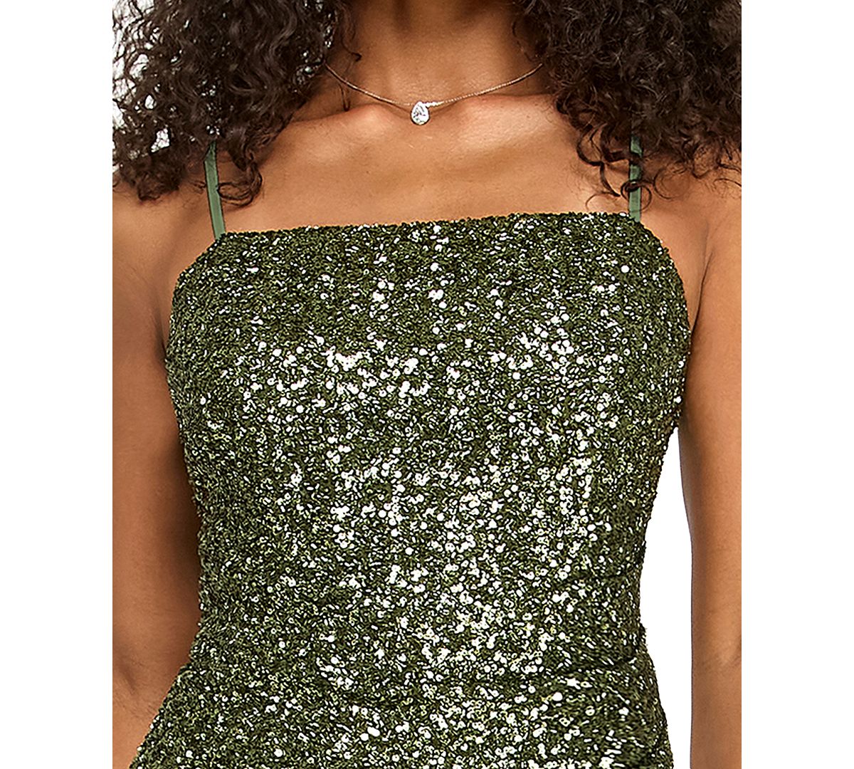 Emerald Sundae Juniors' Square Neck Sequin Mini Dress view 3 — MAYCSS fashion products