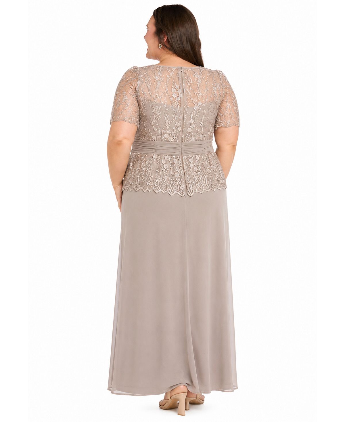 R & M Richards Plus Size Lace Bodice Gown view 3 — MAYCSS fashion products